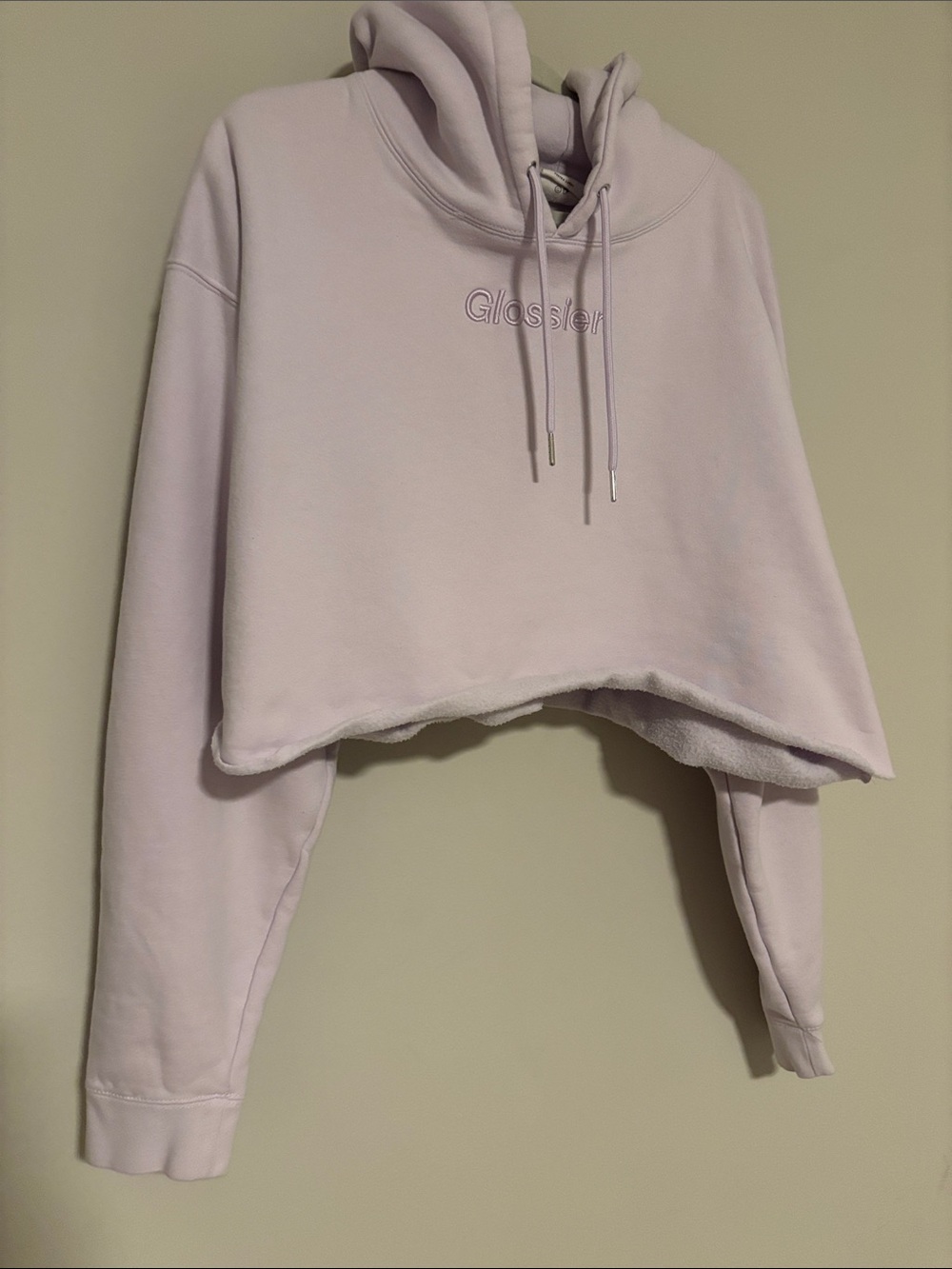 GLOSSIER purple cropped hoodie size XL